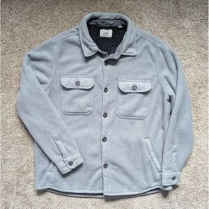 SRK Sunrise Kingdom Mens XL Sherpa Lined Button Up Grey Shirt Thick Herringbone